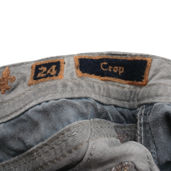 Rock Revival Boris Cropped Jeans Women’s 24 Gray Embellished Pockets Denim - Picture 11 of 14